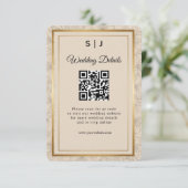 Elegant Gold Frame QR Code Wedding Details Informatiekaartje (Staand voorkant)