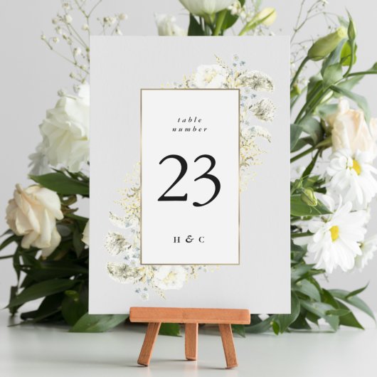 Elegant Gold Framed Wildflower Edging Wedding Kaart
