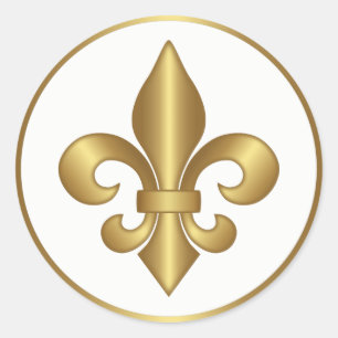 Elegant Gold French Fleur de Lis Symbol Ronde Sticker