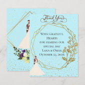 Elegant Gold Geometric Dusty Blue Wedding Bedankkaart (Voorkant / Achterkant)