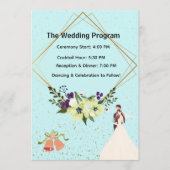 Elegant Gold Geometric Dusty Blue Wedding Program  Programma (Voorkant)