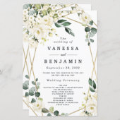 Elegant Gold Geometric Floral Wedding Programs (Voorkant / Achterkant)