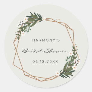 Elegant Gold Geometric Greenery Boho Vrijgezellenf Ronde Sticker