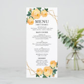 Elegant Gold Geometric Oranje Floral Boho Wedding Menu (Staand voorkant)