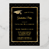 Elegant Gold Geometric Pattern Afstuderen Folie Uitnodiging (Voorkant)