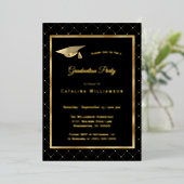Elegant Gold Geometric Pattern Afstuderen Folie Uitnodiging (Staand Voorkant)