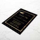 Elegant Gold Geometric Pattern Afstuderen Folie Uitnodiging (Gedraaid)