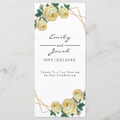 Elegant Gold Geometric Yellow Floral Boho Wedding Menu (Achterkant)