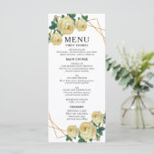 Elegant Gold Geometric Yellow Floral Boho Wedding Menu (Staand voorkant)