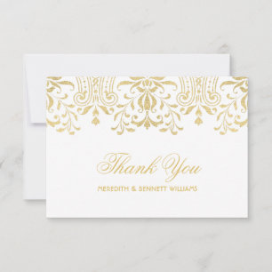 Elegant Gold  Glamor Wedding Monogram Bedankkaart