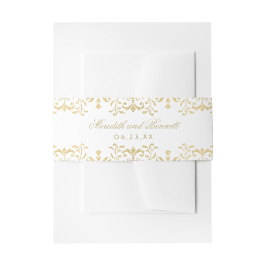 Elegant Gold  Glamor Wedding Monogram Uitnodigingen Wikkel (Voorkant Voorbeeld)