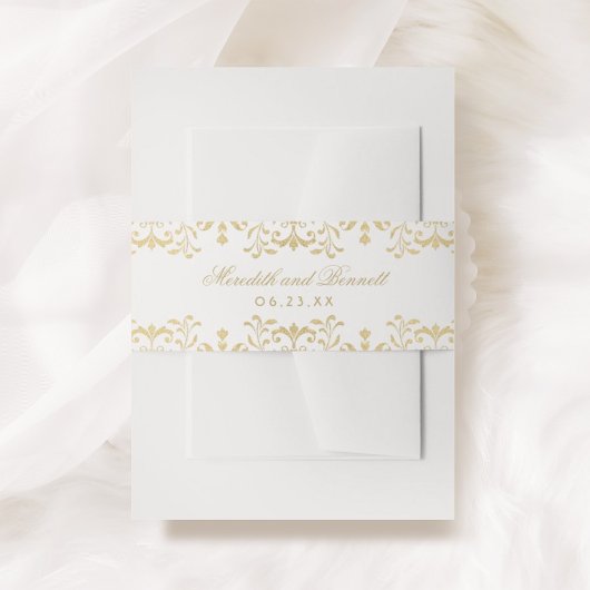 Elegant Gold Glamor Wedding Monogram Uitnodigingen Wikkel
