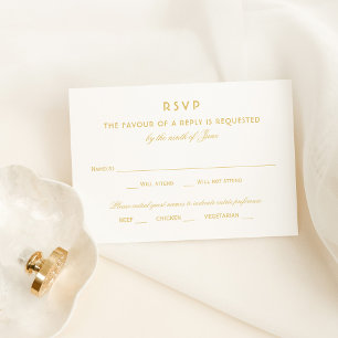 Elegant Gold Glamor Wedding RSVP Kaartje