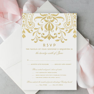 Elegant Gold Glamor Wedding RSVP Kaartje