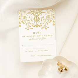 Elegant Gold Glamor Wedding RSVP Kaartje