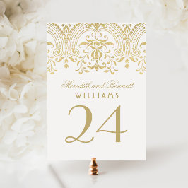 Elegant Gold Glamour Wedding Table Number Kaart