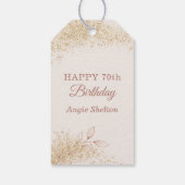 Elegant Gold Glitter 70th Birthday Cadeaulabel (Achterkant)