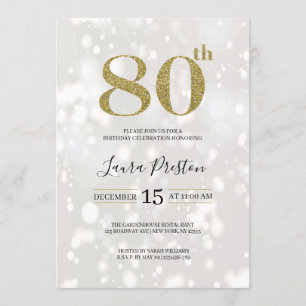 Elegant Gold Glitter 80th Birthday Kaart