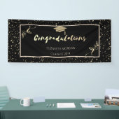 Elegant Gold Glitter Afstuderen Pet, Confetti Spandoek (Beurs)