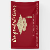 Elegant Gold Glitter Afstuderen Pet, rood Afstuder Spandoek