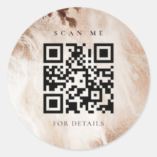 Elegant Gold Glitter Agate Marble beige QR Code Ronde Sticker