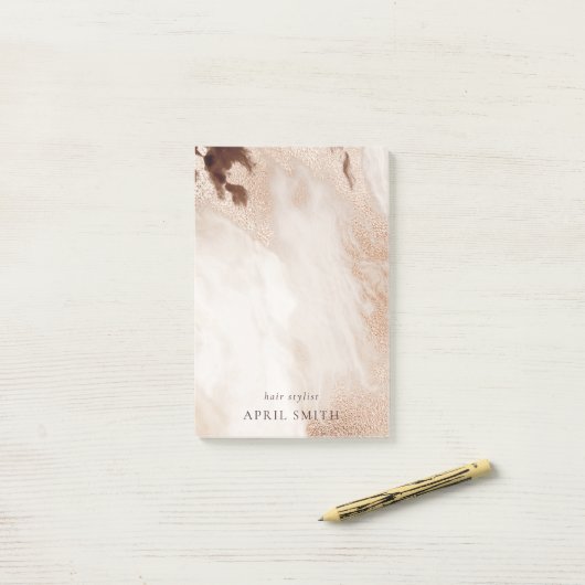 Elegant Gold Glitter Agate Marble Texture Beige Post-it® Notes (Op bureau)