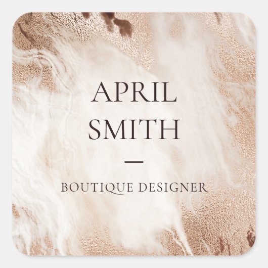 Elegant Gold Glitter Agate Marble Texture Beige Vierkante Sticker (Voorkant)