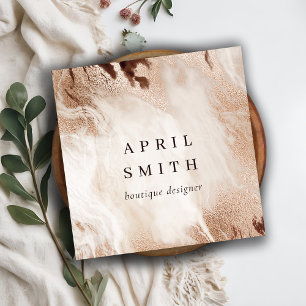 Elegant Gold Glitter Agate Marble Texture Beige Vierkante Visitekaartje