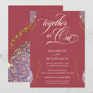 Elegant Gold Glitter Amethyst Moderne Red Invitati Kaart