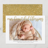 Elegant Gold Glitter Beauful Blessing Baby Birth (Voorkant / Achterkant)