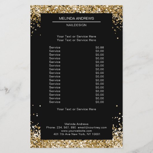 Elegant Gold Glitter, beide zijden brochure (Achterkant)
