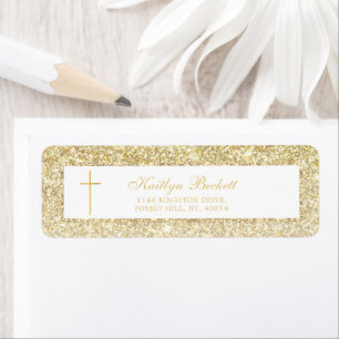 Elegant Gold Glitter Bevestiging of Baptisme Etiket