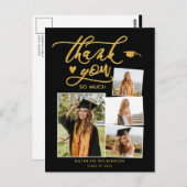 Elegant Gold Glitter Black Afstuderen Hartelijk da Briefkaart (Voorkant / Achterkant)