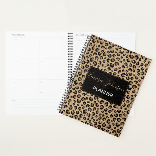 Elegant Gold Glitter Black Leopard (Devant avec enveloppe)