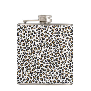 Elegant Gold Glitter Black Leopard Animal Print Heupfles