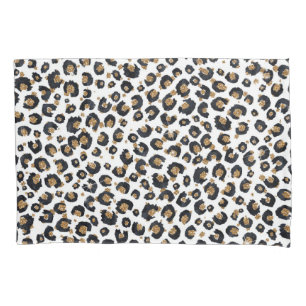 Elegant Gold Glitter Black Leopard Animal Print Kussensloop