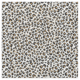 Elegant Gold Glitter Black Leopard Animal Print Stof