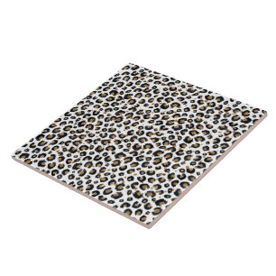 Elegant Gold Glitter Black Leopard Animal Print Tegeltje