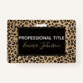 Elegant Gold Glitter Black leopard Print Badge (Voorkant)