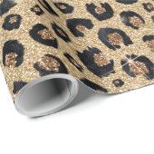 Elegant Gold Glitter Black leopard Print Cadeaupapier (Rol Hoek)