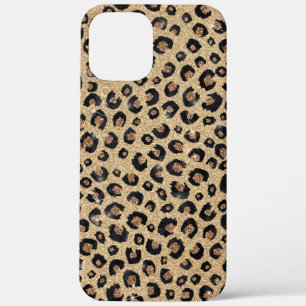 Elegant Gold Glitter Black leopard Print iPhone 12 Pro Max Hoesje