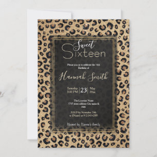 Elegant Gold Glitter Black leopard Print Kaart