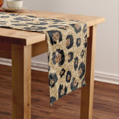 Elegant Gold Glitter Black leopard Print Medium Tafelloper (Voorbeeld)