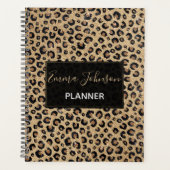 Elegant Gold Glitter Black leopard Print Planner (Voorkant)