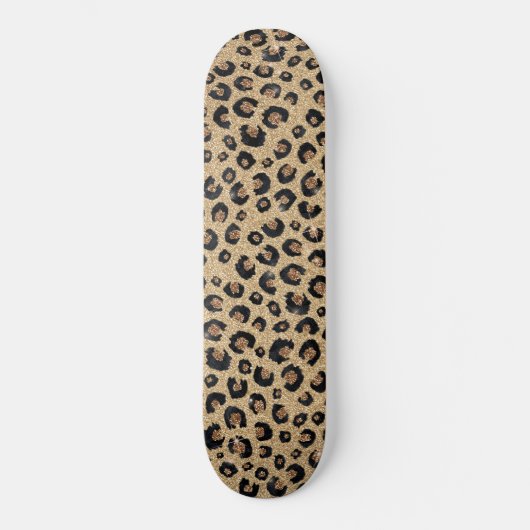 Elegant Gold Glitter Black leopard Print Skateboard (Voorkant)