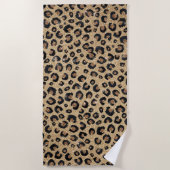 Elegant Gold Glitter Black Leopard Print Strandlaken (Voorkant)
