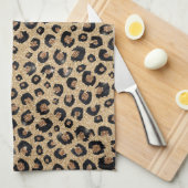 Elegant Gold Glitter Black leopard Print Theedoek (Quarter Fold)