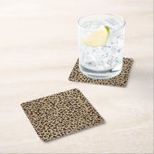 Elegant Gold Glitter Black leopard Print Vierkante Kartonnen Onderzetter (Insitu)