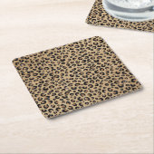 Elegant Gold Glitter Black leopard Print Vierkante Kartonnen Onderzetter (Schuin)
