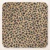 Elegant Gold Glitter Black leopard Print Vierkante Kartonnen Onderzetter (Voorkant)